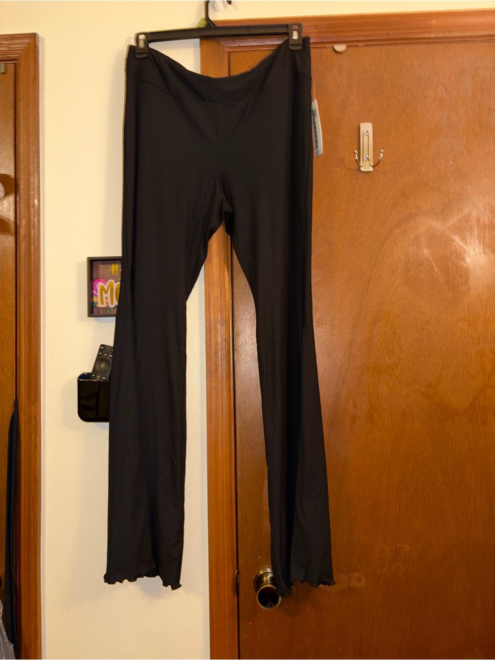No Boundaries Black Ribbed Flare Leggings